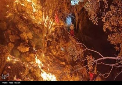 آتش‌سوزی در مراتع منطقه کوهستانی گیسکان دشتستان