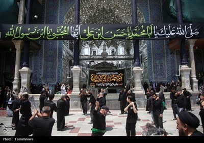 دستجات عزاداری سالروز شهادت امام حسن (ع) در حرم حضرت معصومه(س)