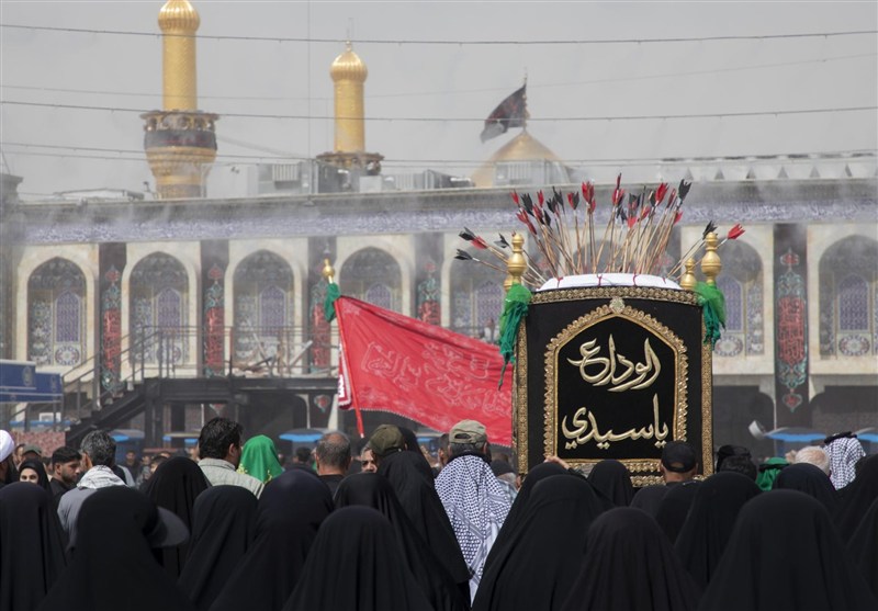 تشییع نمادین پیکر امام حسن (ع) در بین‌الحرمین + عکس