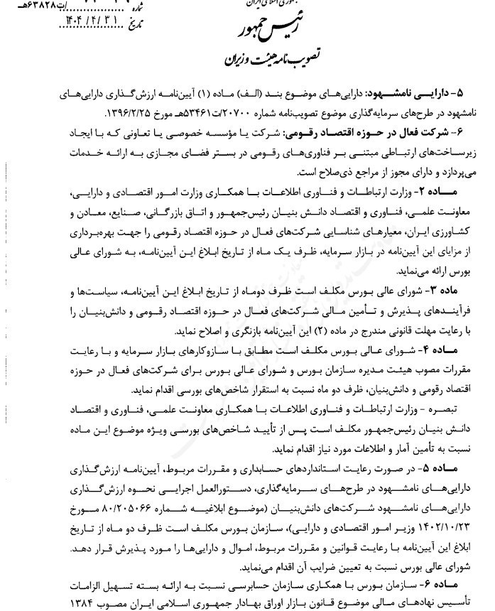 شورای عالی بورس مسئول تدوین دستورالعمل شناسایی دارایی نامشهود شد 2
