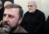 سردار اسماعیل قاآنی، فرمانده نیروی قدس سپاه پاسداران در مراسم چهلمین روز شهادت سپهبد رشید