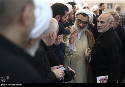 حجت الاسلام عبدالحسین خسروپناه، دبیر شورای عالی انقلاب فرهنگی در مراسم چهلمین روز شهادت سپهبد رشید