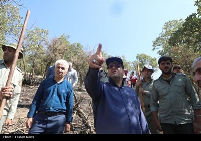 بازدید میدانی استاندار چهارمحال و بختیاری از آتش‌سوزی منطقه هلن‌