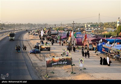 پیاده روی زائرین اربعین حسینی از مسیر بغداد به کربلا