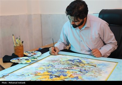 تلفیق رنگ‌های بهشتی در تابلوهای&#160; شاگرد استاد فرشچیان