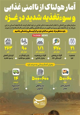 اینفوگرافیک/ آمار هولناک از ناامنی غذایی و سوء‌تغذیه شدید در غزه