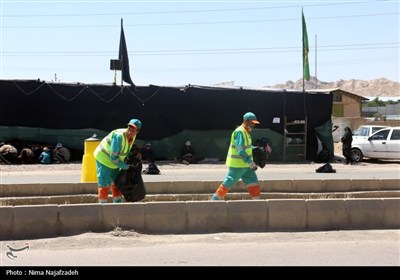 پاکسازی محورهای ورودی مشهد برای استقبال از زائران پیاده