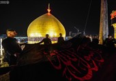 پرچم عزای پیامبر(ص) در حرم امام علی(ع)