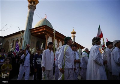 تشرف کاروان پیاده شهرستان فیروزآباد به حرم مطهر شاهچراغ (ع)