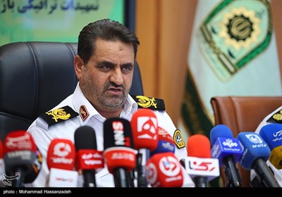 نشست خبری سردار سید ابوالفضل موسوی‌پور رئیس پلیس راهور تهران بزرگ