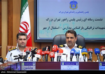 نشست خبری سردار سید ابوالفضل موسوی‌پور رئیس پلیس راهور تهران بزرگ