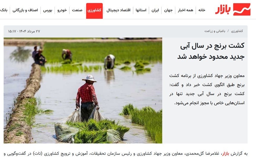 کشاورزی , واردات برنج , 