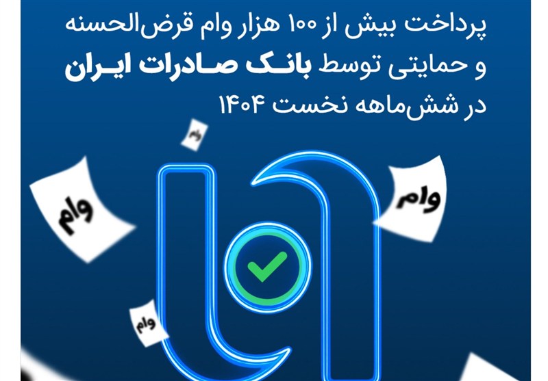 پرداخت بیش از 100 هزار وام قرض‌الحسنه و حمایتی توسط بانک صادرات ایران در شش‌ماهه نخست 1404