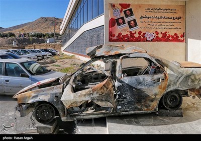 خودروی سمند شهدای موشکی / هدف حمله مزدورانه رژیم غاصب صهیونیستی حین بازگشت از عملیات موفق دفاع موشکی دلیرمردان هوافضای سپاه