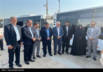 رونمایی از 10 دستگاه اتوبوس ناوگان حمل و نقل عمومی شهرداری بوشهر