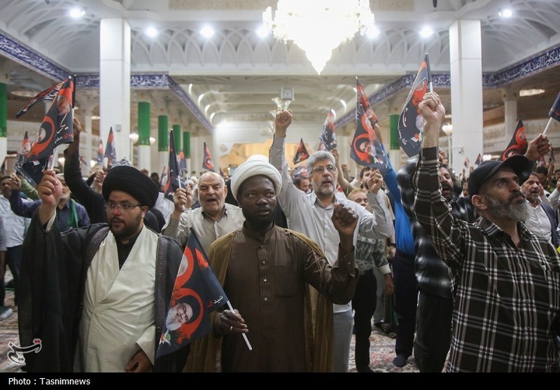 مقاومت،مراسم،قم،نصرالله،سيد،شهيد،رهبري،حوزوي،معصومه