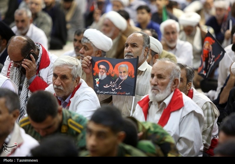 مقاومت،مراسم،قم،نصرالله،سيد،شهيد،رهبري،حوزوي،معصومه