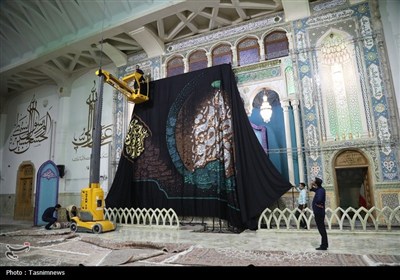 حرم حضرت فاطمه معصومه(س) سیاه‌پوش شد