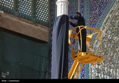 حرم حضرت فاطمه معصومه(س) سیاه‌پوش شد