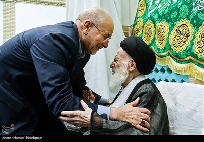 دیدار محمدباقر قالیباف رئیس مجلس شورای اسلامی و آیت‌الله شبیری زنجانی از مراجع عظام تقلید