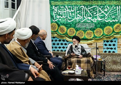 دیدار محمدباقر قالیباف رئیس مجلس شورای اسلامی و آیت‌الله شبیری زنجانی از مراجع عظام تقلید