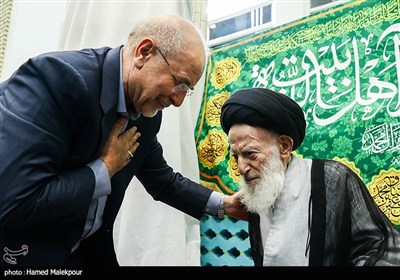 دیدار محمدباقر قالیباف رئیس مجلس شورای اسلامی و آیت‌الله شبیری زنجانی از مراجع عظام تقلید
