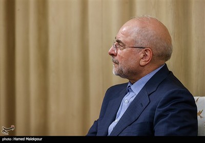 دیدار محمدباقر قالیباف رئیس مجلس شورای اسلامی و آیت‌الله ناصر مکارم شیرازی از مراجع عظام تقلید
