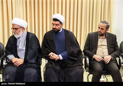 دیدار محمدباقر قالیباف رئیس مجلس شورای اسلامی و آیت‌الله عبدالله جوادی آملی از مراجع عظام تقلید