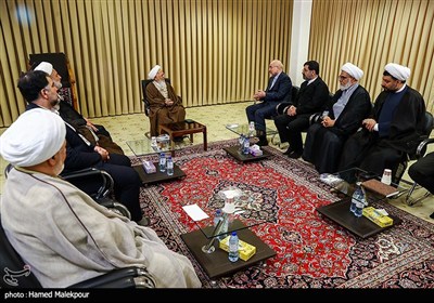 دیدار محمدباقر قالیباف رئیس مجلس شورای اسلامی و آیت‌الله عبدالله جوادی آملی از مراجع عظام تقلید