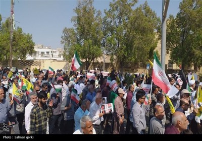 راهپیمایی نمازگزاران بوشهری در حمایت از مردم غزه