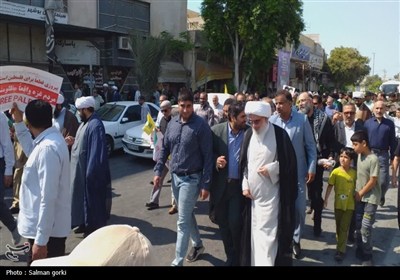 راهپیمایی نمازگزاران بوشهری در حمایت از مردم غزه