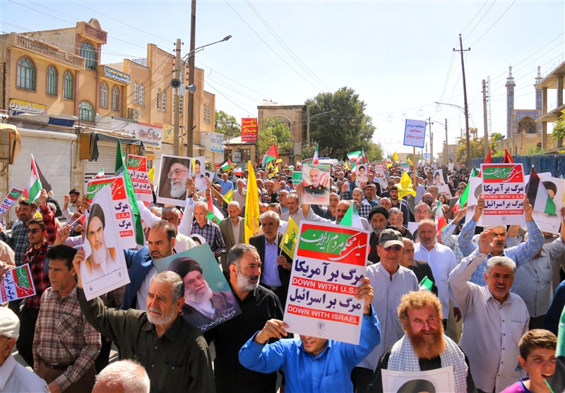 راهپیمایی «بشارت نصر» در کرمانشاه در دومین سالگرد طوفان‌الاقصی+تصویر