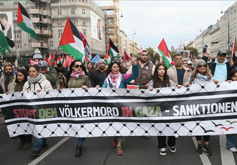 تظاهرات گسترده در وین در حمایت از غزه