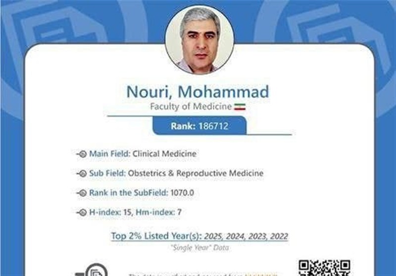 دانشمند ایرانی در فهرست «2 درصد دانشمندان برتر» سال 2025