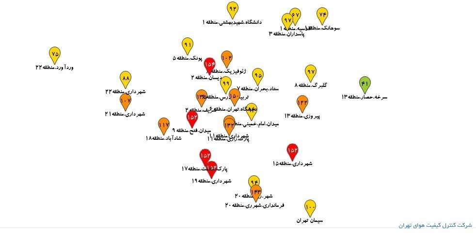 هوای تهران ناسالم برای گروه های حساس /5 نقطه پایتخت قرمز شد 2
