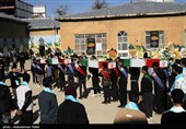 استقبال از 4 شهید گمنام دفاع مقدس در دبیرستان شریعتی همدان