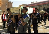 استقبال از 4 شهید گمنام دفاع مقدس در دبیرستان شریعتی همدان