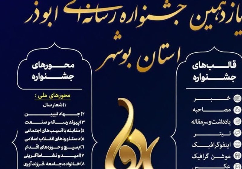 یازدهمین جشنواره رسانه‌ای ابوذر بوشهر در 9 محور برگزار می‌شود
