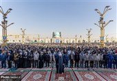 نماز شکر نزول باران در حرم رضوی اقامه شد
