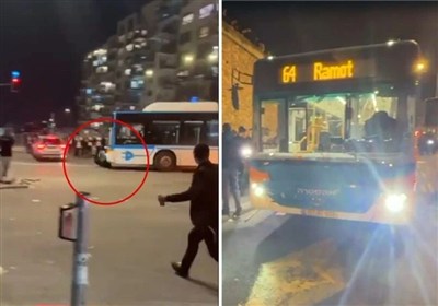 ورود یک اتوبوس به جمع تظاهرات‌کنندگان صهیونیست در قدس اشغالی