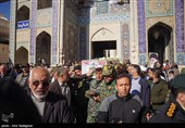 تشییع پیکر سه شهید مدافع امنیت در حرم مطهر شاهچراغ(ع)