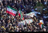 تشییع پیکر سه شهید مدافع امنیت در حرم مطهر شاهچراغ(ع)
