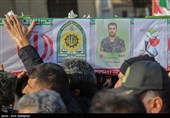 تشییع پیکر سه شهید مدافع امنیت در حرم مطهر شاهچراغ(ع)