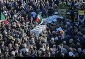تشییع پیکر سه شهید مدافع امنیت در حرم مطهر شاهچراغ(ع)