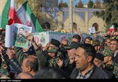 تشییع پیکر سه شهید مدافع امنیت در حرم مطهر شاهچراغ(ع)