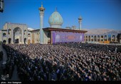 تشییع پیکر سه شهید مدافع امنیت در حرم مطهر شاهچراغ(ع)